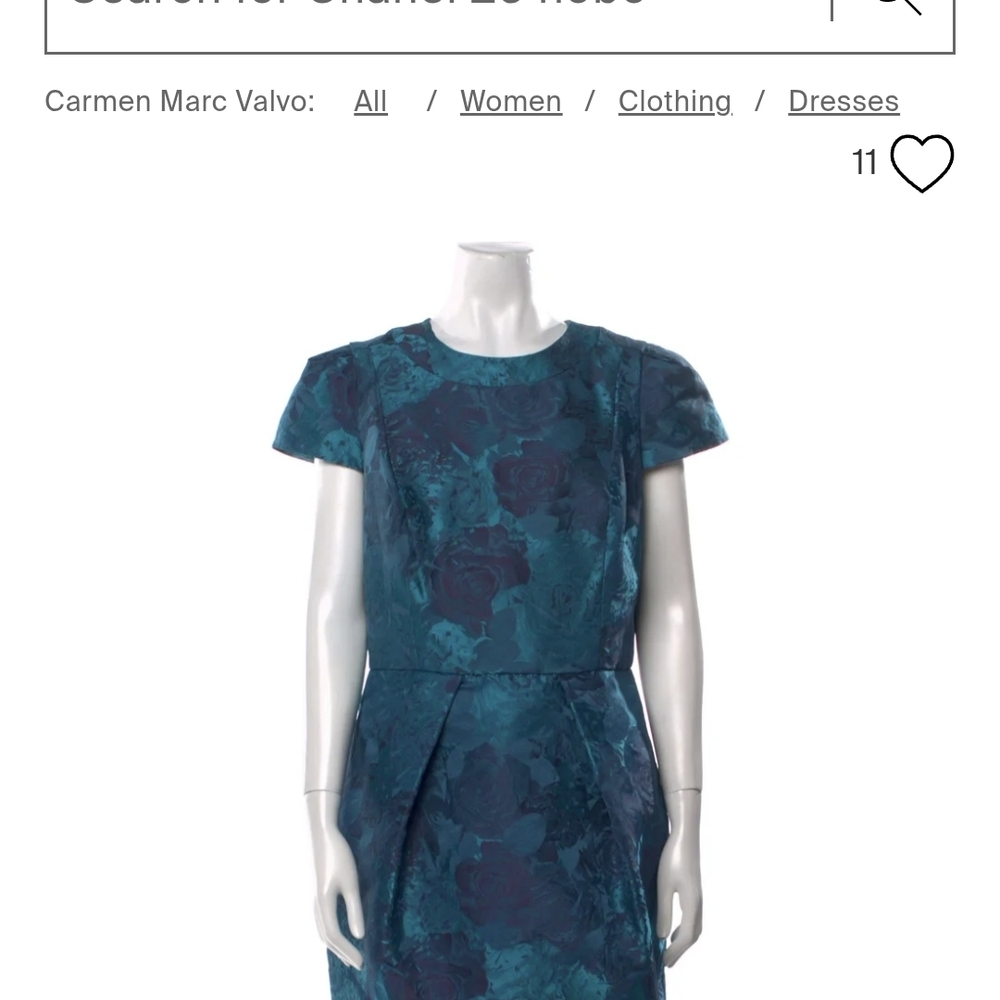 CARMEN MARC VALVO Teal Floral Jacquard Midi Dress Size 18 - Picture 11 of 11